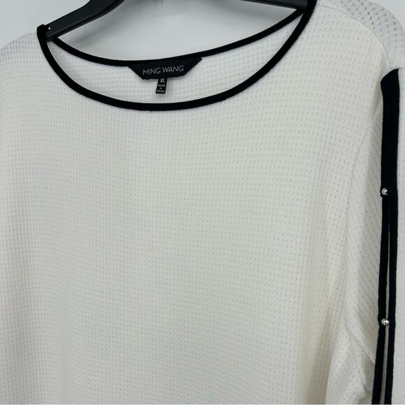 Ming Wang White and Black Dress with Embellished Hem Dress Size XL Business - Picture 2 of 10